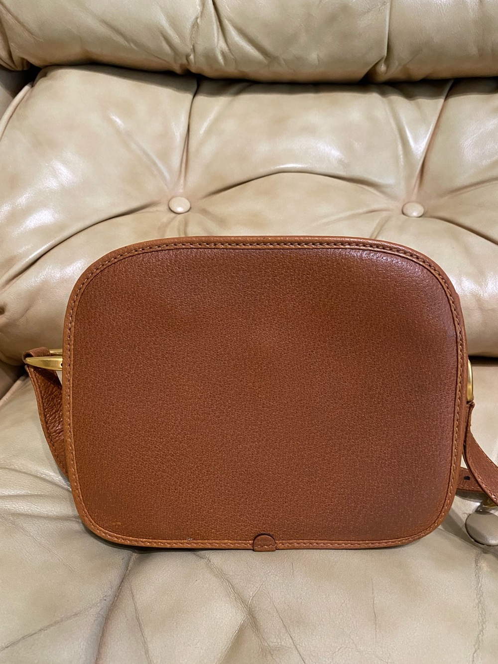 RARE Gucci Vintage Camera Bag COA Web Stripe Crossbody Cognac Leather - Picture 4 of 16